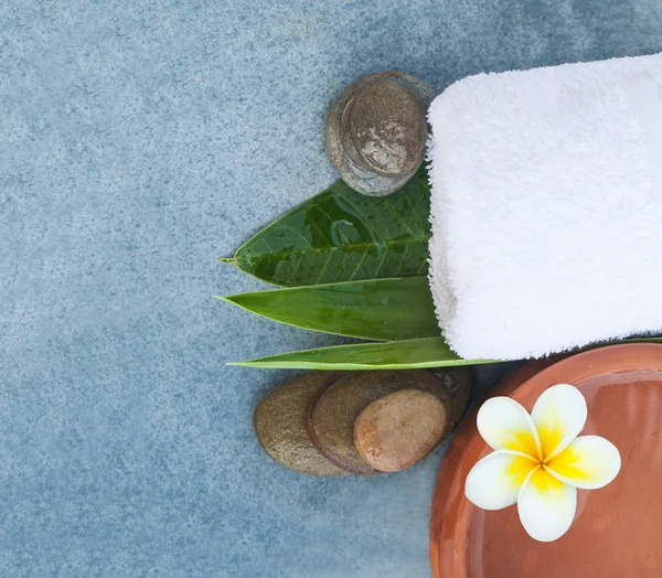 Top view of spa objects and stones for relaxation