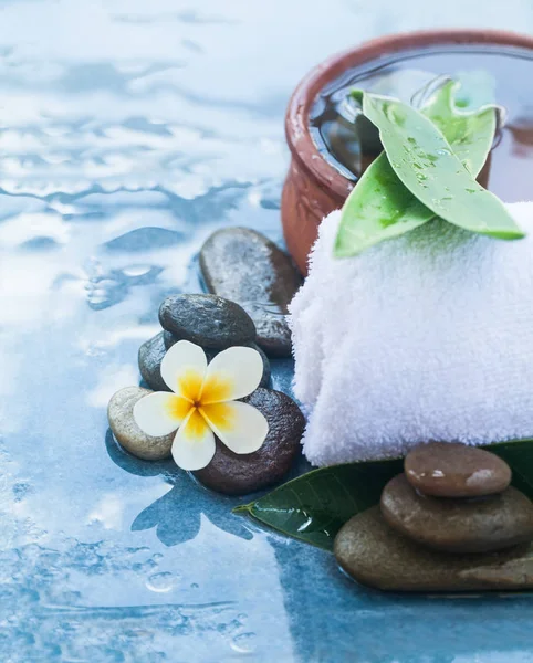 Wellness Objekte Mit Sonnenlicht Auf Blauem Hintergrund — Stockfoto