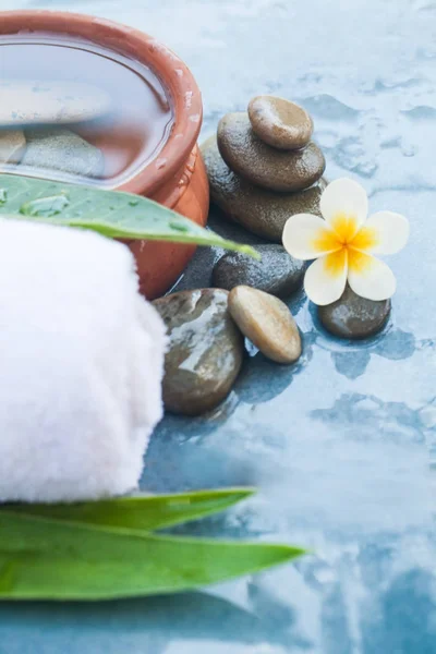 Wellnessobjekte Mit Steinen Und Blumen Zur Entspannung — Stockfoto