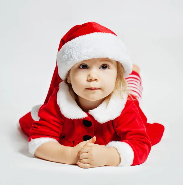 Baby Santa Hat Hvid Baggrund - Stock-foto