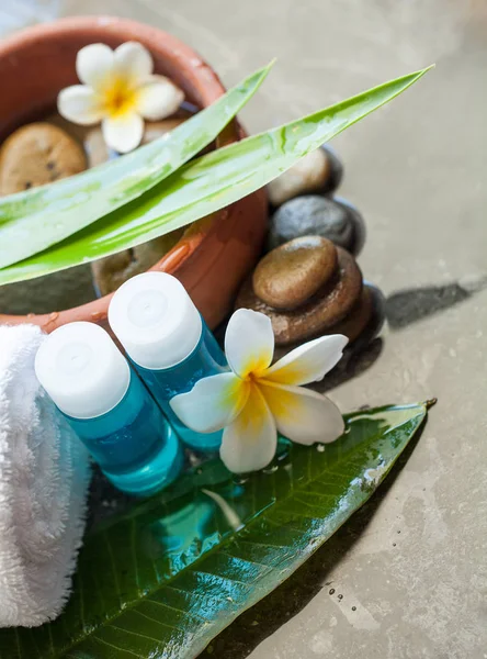 spa objects for massage treatment on dark background.