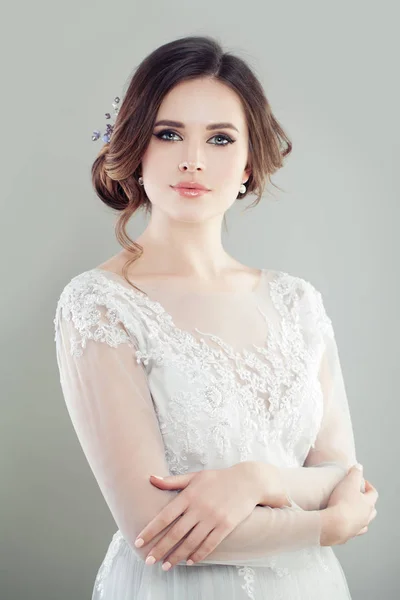 Gorgeous Woman Bride Makeup Updo Hair Fashion Portrait — Stock Photo, Image