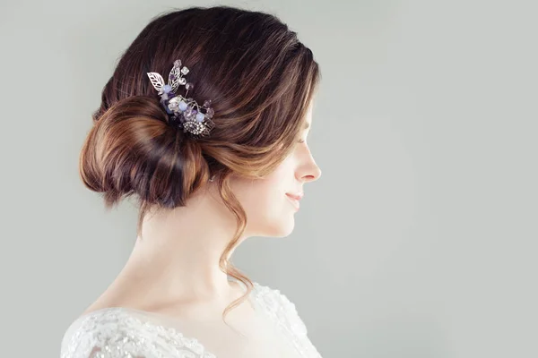 Bruids Kapsel Updo Haar Met Hairdeco Vrouwelijke Portret — Stockfoto