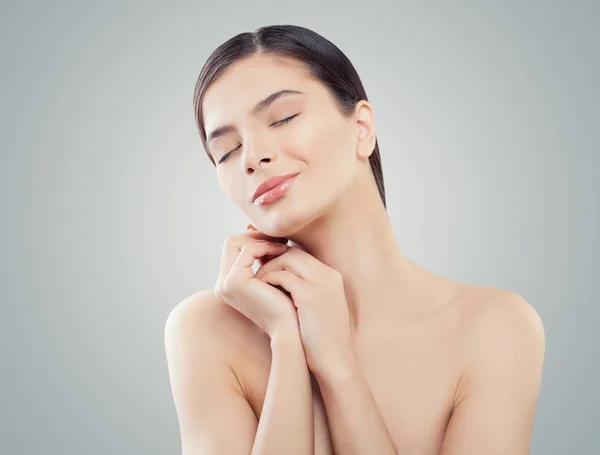 Hermosa Cara Mujer Spa Cosmetología Lifting Facial Concepto Cuidado Piel — Foto de Stock