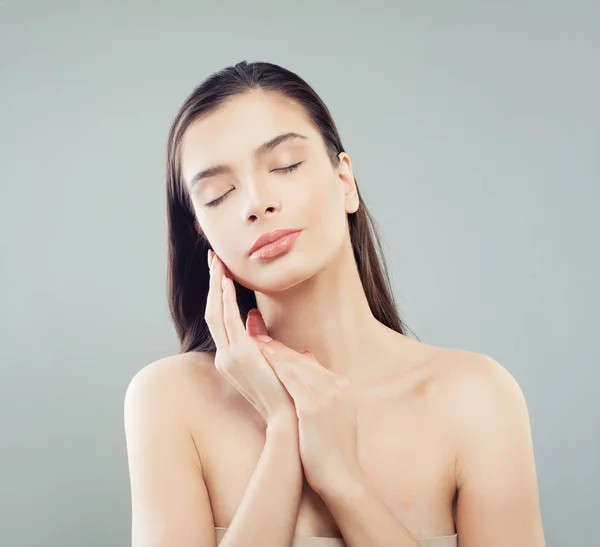 Здоровый Модель Женщина Идеальным Портретом Кожи Концепция Skincare — стоковое фото