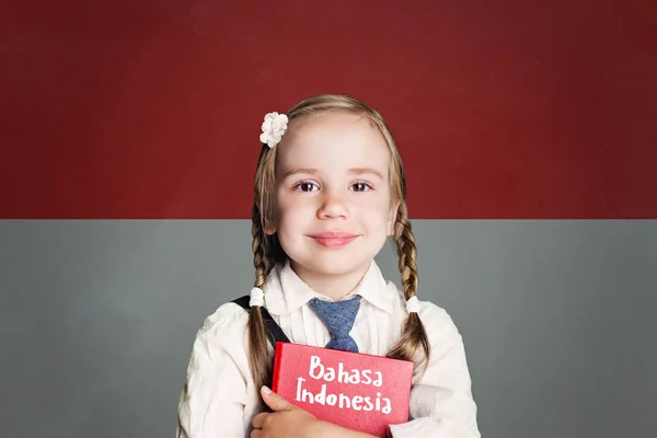 Endonezya Kavramı Ile Endonezya Bayrağı Arka Planı Kırmızı Kitap Ile — Stok fotoğraf