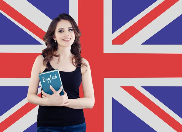 Travel in United Kingdom and learn english language. Pretty girl — Stock Photo, Image