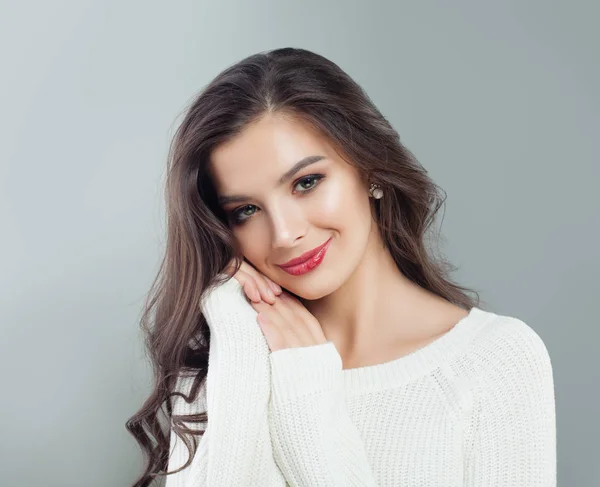 Young beautiful woman smiling. Portrait of pretty model girl