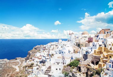 Yunanistan, Santorini adası. Güzel Santorini manzara 