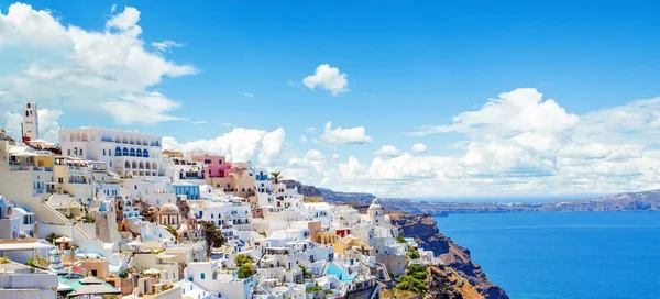 stock image Santorini skyline panorama. Beautiful Santorini landscape 