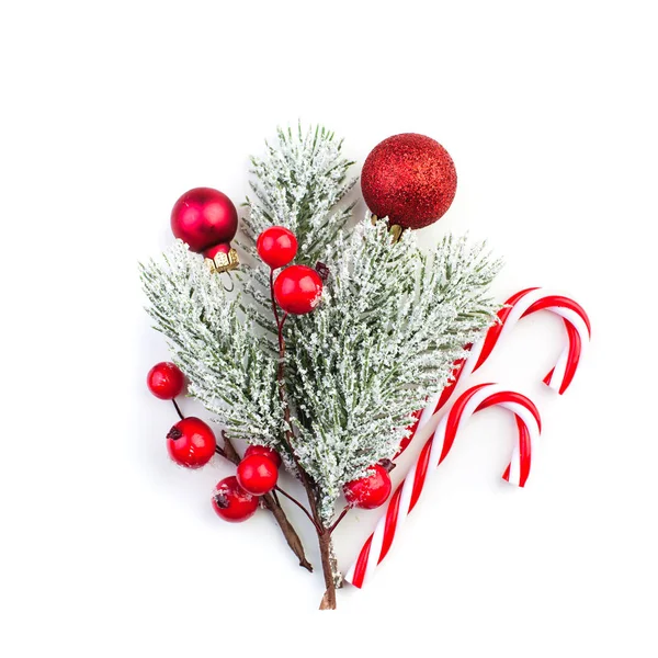 Fond de Noël avec brindille d'arbre de Noël verte et décor du Nouvel An — Photo