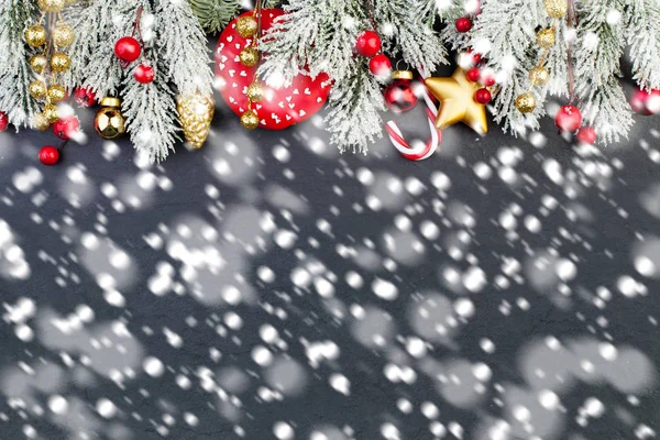 하얀 눈과 크리스마스 국경 배경과 — 스톡 사진