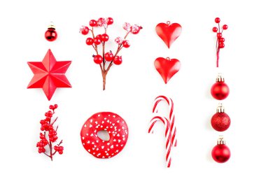 Kırmızı Xmas ve Yeni Yıl satırları ile Soyut Noel arka plan