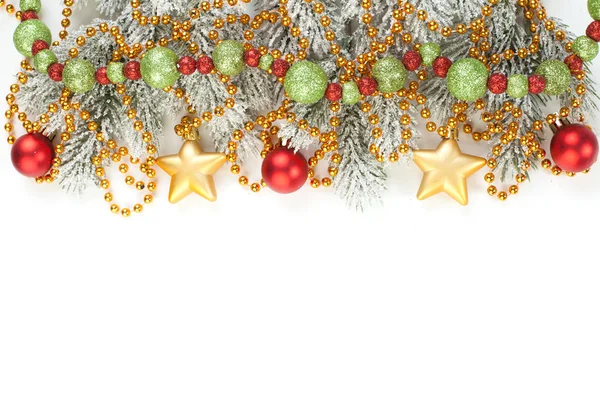 Composición navideña. Guirnalda de Navidad, ramas de abeto —  Fotos de Stock