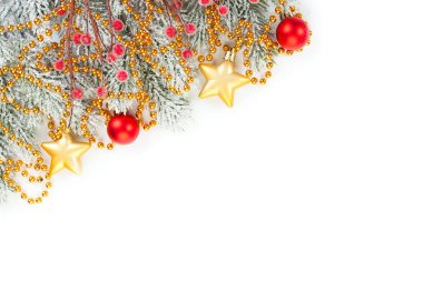 Noel dekorasyonu beyaz arka plan üzerinde izole. Mutlu Noeller