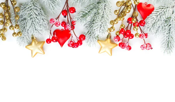 Kerstmis. Kleurrijke Xmas grens op witte achtergrond — Stockfoto