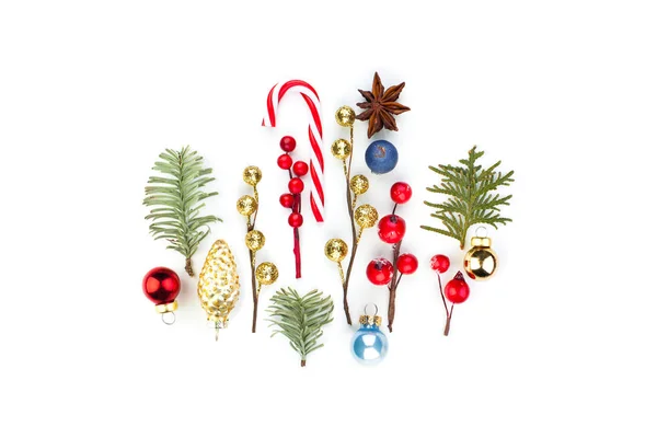 Perfect Christmas composition. Red baubles — 스톡 사진