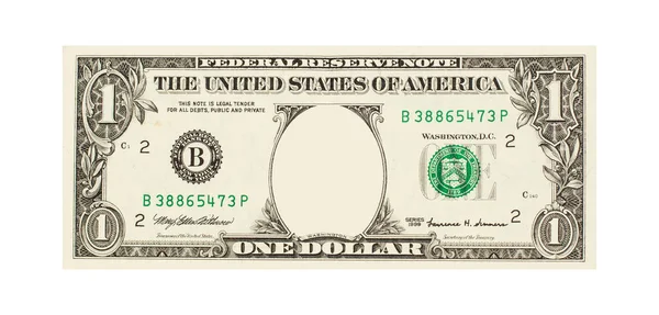 Nota Dólar Dos Eua Com Maquete Moldura Vazia Para Fotografia — Fotografia de Stock