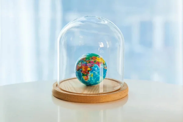 Earth Planet Model Glass Cap Symbol Keeping Nature Ecology Saving Stock Photo