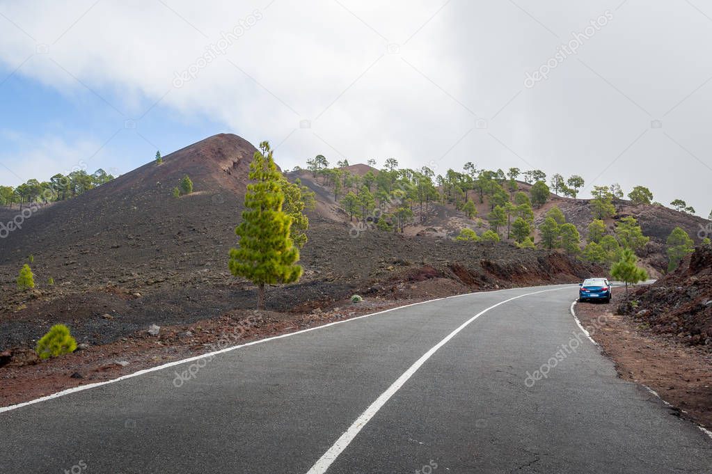 Mountain road at Teide volcano national park