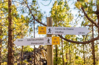 Paisaje ay ve yol işareti hiking Vilaflor