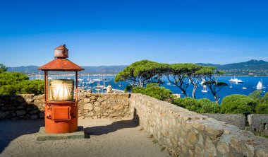 Old lighthouse at Saint-Tropez maritime museum fortress. clipart