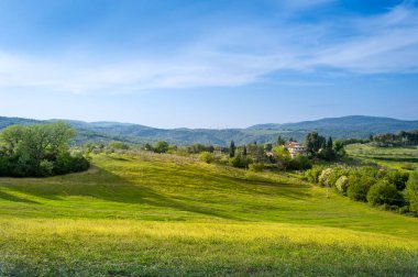 Tuscany alanları gün batımında