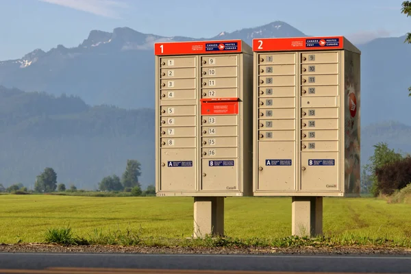 Sistema Cassette Postali Residenziali Canada Post Visto Una Zona Rurale — Foto Stock