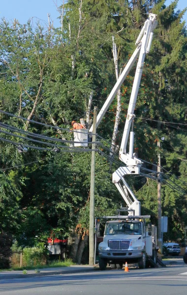 Verticale Weergave Van Een Lange Ingewikkelde Luchtfoto Lift Boom Waarmee — Stockfoto