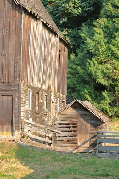 Vertikální Pohled Starý Dřevěný Kurník Nebo Slepice Dům Vedle Historické — Stock fotografie