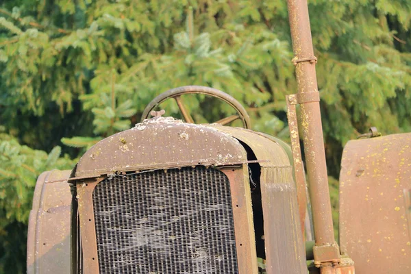 Bir Antika Traktör Soyut Görünümü Kapat Açık Havada Park — Stok fotoğraf