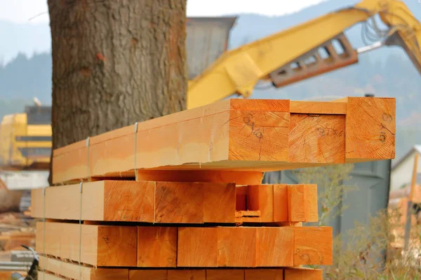 Close Detailed View Custom Made Cedar Boards Lumber Neatly Stacked — Stock Photo, Image