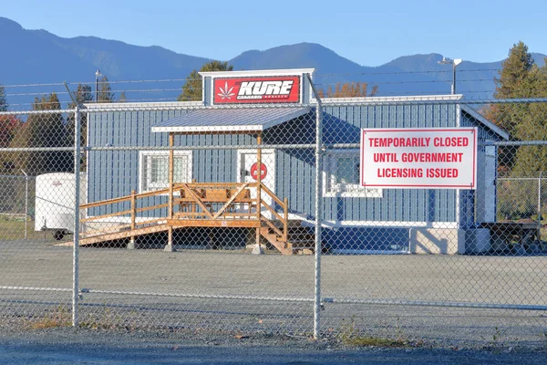 Kure Cannabis Cannabis Dispensary Business Chilliwack Canada Informs Customers Waiting — Stock Photo, Image