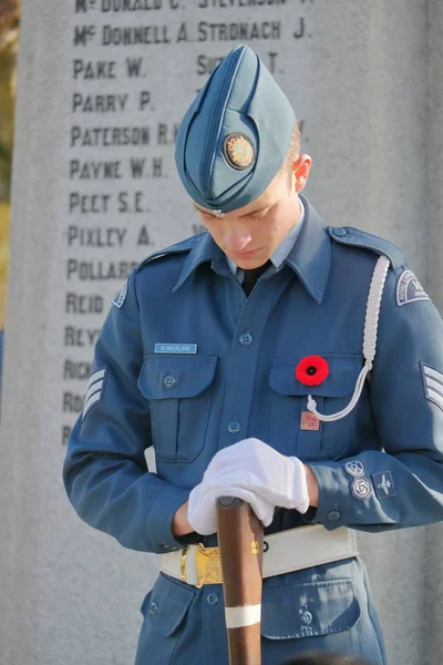 Jeune Cadet Aviation Royale Canadienne Monte Garde Monument Commémoratif Des — Photo