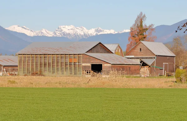Landschaft Blick Auf Alte Gehöft Bauernhäuser Einem Tal Gesetzt — Stockfoto