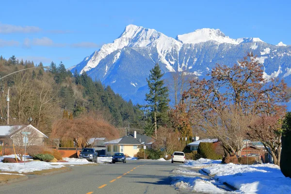 Mount Cheam Uno Splendido Scenario Invernale Sobborghi Residenziali Visti Chilliwack — Foto Stock