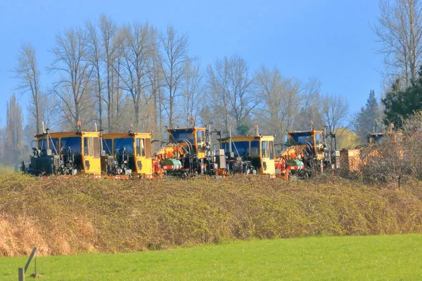 Specialized Rail Vehicles Used Repairing Maintaining Rail Lines Parked Tracks — Stock Photo, Image