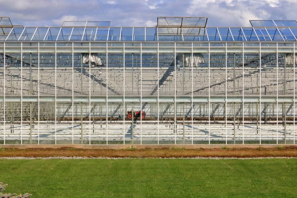 Wide View Large Gas Driven Machinery Farm Tractor Working Enclosed — Stock Photo, Image