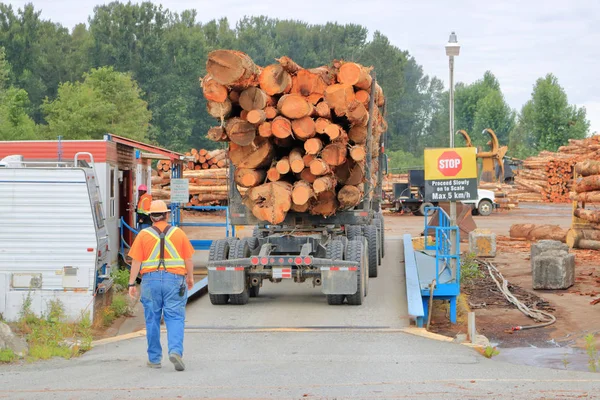 Bred Bild Stor Industriell Väger Skala Som Mäter Vikten Röda — Stockfoto