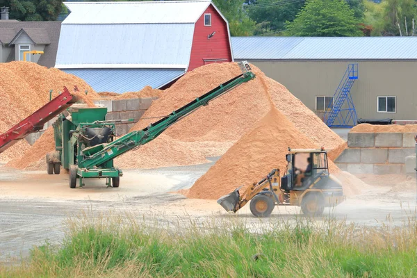 Wide View Industrial Site Tree Bark Mulch Made Agricultural Crop — Stock Photo, Image