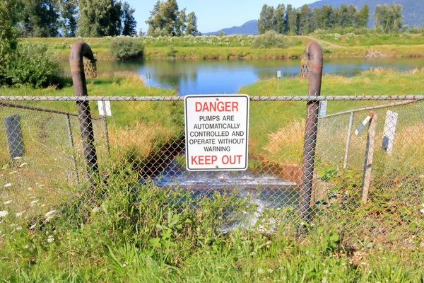 Full Frambild Engelsk Skylt Som Tydligt Anger Att Kanal Pumparna — Stockfoto