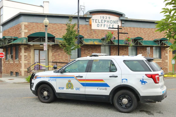 Rcmp Patrol Car Parks Front Heritage Telephone Office Downtown Chilliwack — Stock Photo, Image