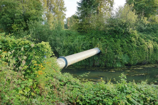 Wide View Conduit Industrial Pipe Delivers Fresh Drinking Water Seen — Stock Photo, Image