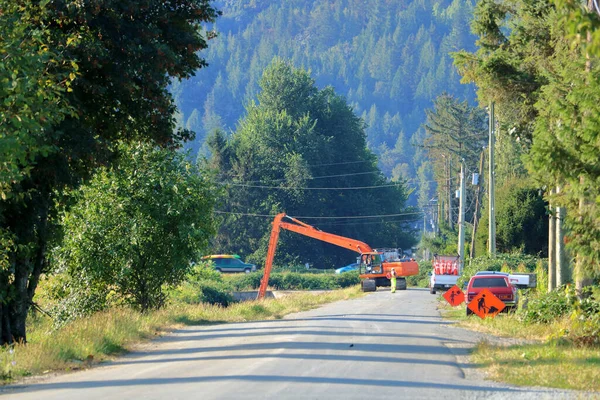 Vista Del Profilo Una Pala Industriale Utilizzata Pulire Pulire Fossi — Foto Stock