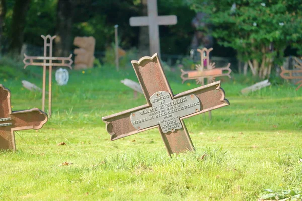 Close View Old Grave Marker Late 1800 Information Provided Observers — Stock Photo, Image