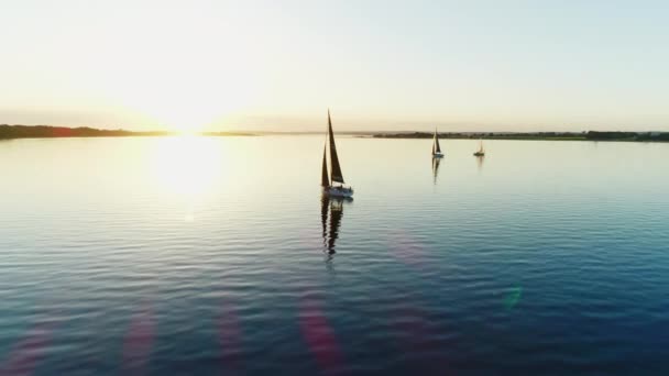 デンマークのユトランド半島に沈む夕日でのセーリング — ストック動画