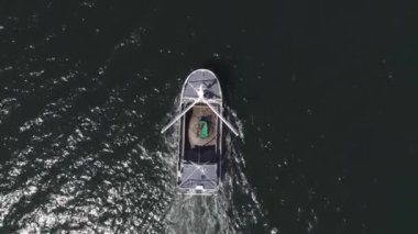 Drone uçuş üzerinde tekne Jutland, Danimarka