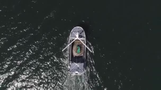 Drone Vlucht Boot Jutland Denemarken — Stockvideo