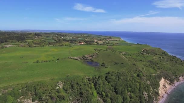 Drona Peste Câmpuri Coasta Iutlandei Danemarca — Videoclip de stoc