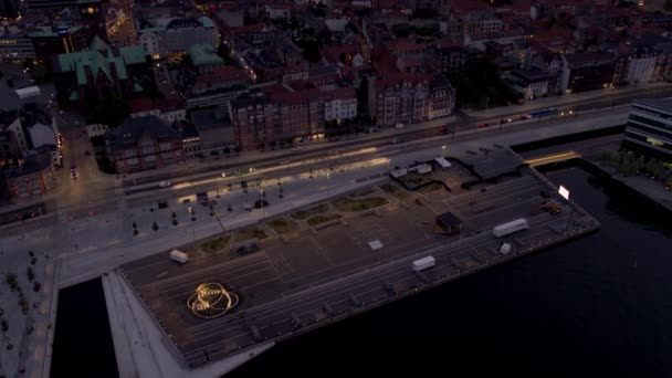Drone Dánia Aarhus Vízpartra — Stock videók